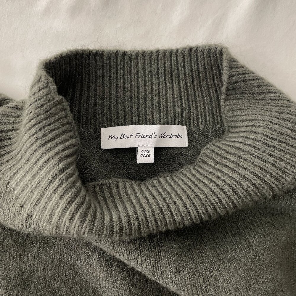 My Best Friend's Wardrobe Turtleneck Cap Sleeve Sweater Gray One Size - Picture 3 of 6